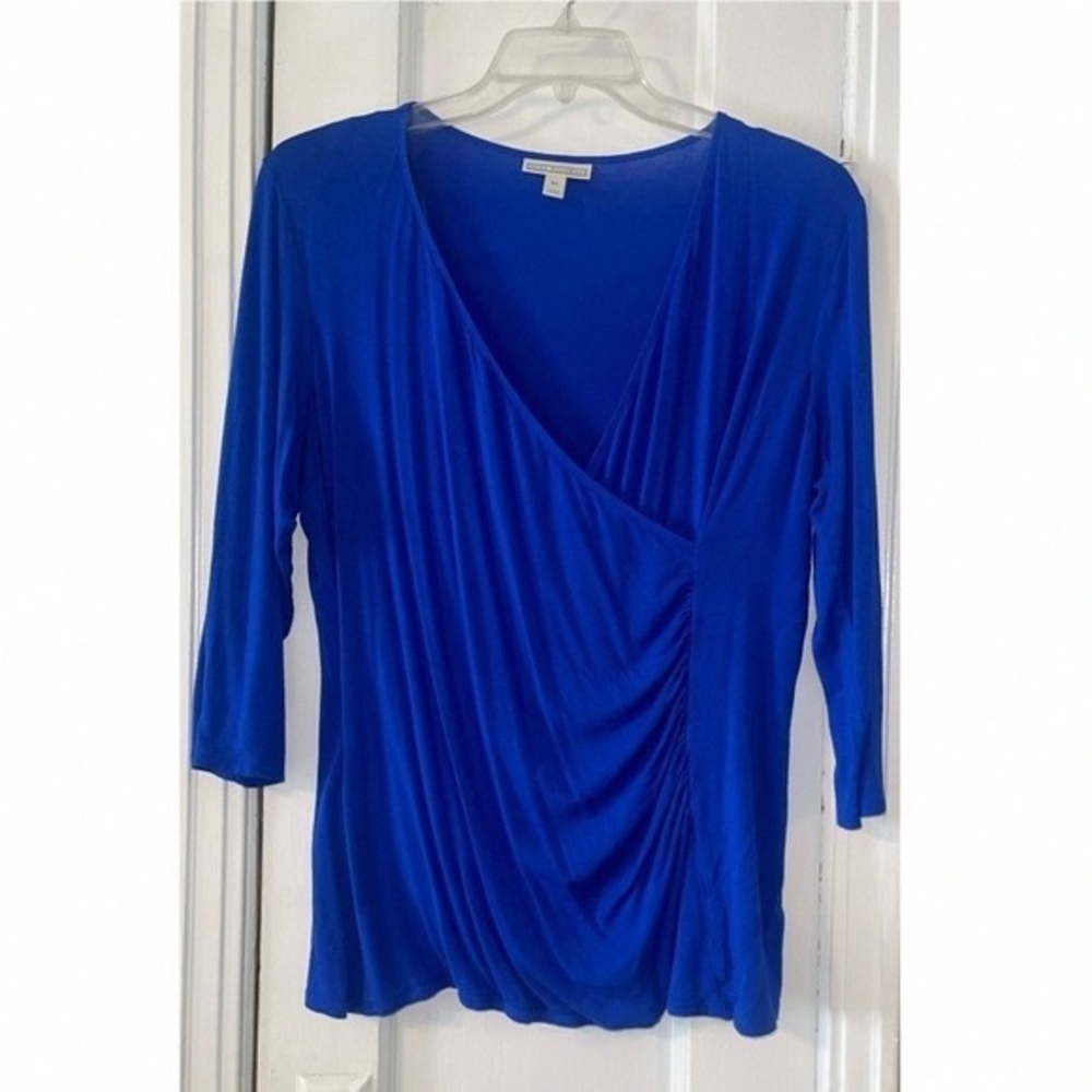 Dana Buchman Royal Blue Draped Blouse
